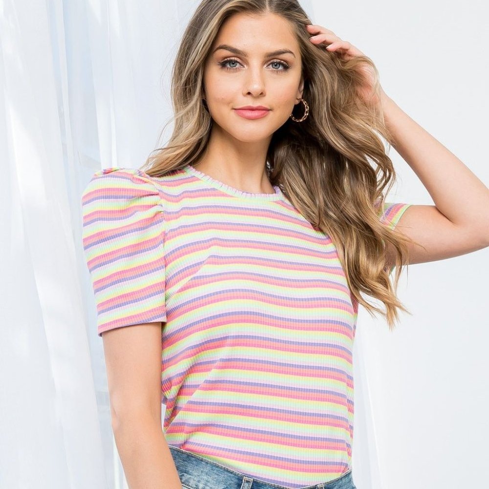 NWT - THML Puff Sleeve Pastel Knit Top